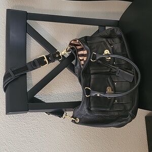 Pour La Victoire Black Leather Adjustable Handbag